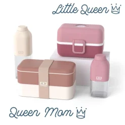 Set Lunch Box Parent/Enfant Rose "Queen Mom/Little Queen"